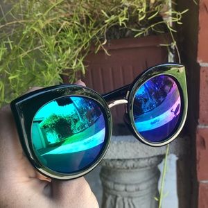 Polarized sunglasses with blue purple green shades